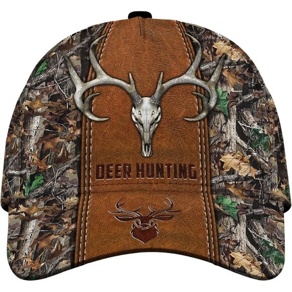 Deer Skull Hunting Cap Camo 3D Print Adjustable Polyester Outdoor Sun Protection